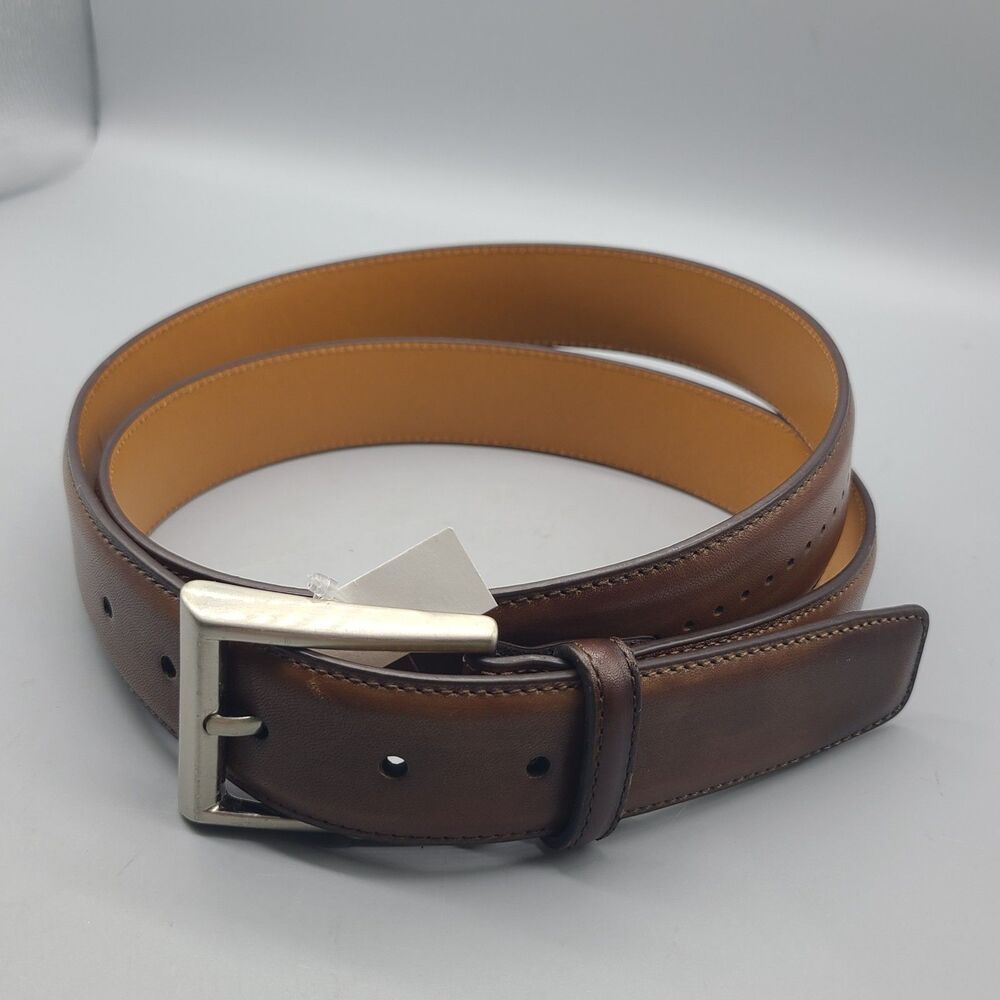 MAGNANNI “Anza” Belt Brogue Perforated Brown Leather style 1158 Spain sz 44 NEW